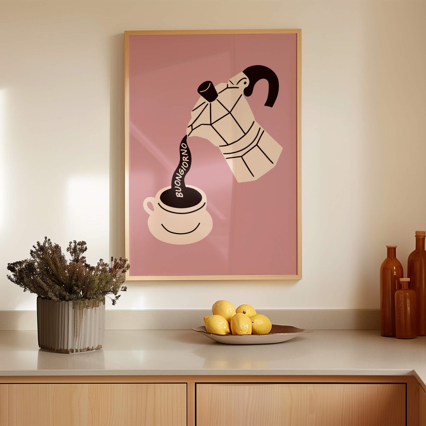 Buongiorno Moka Pot Pink Poster