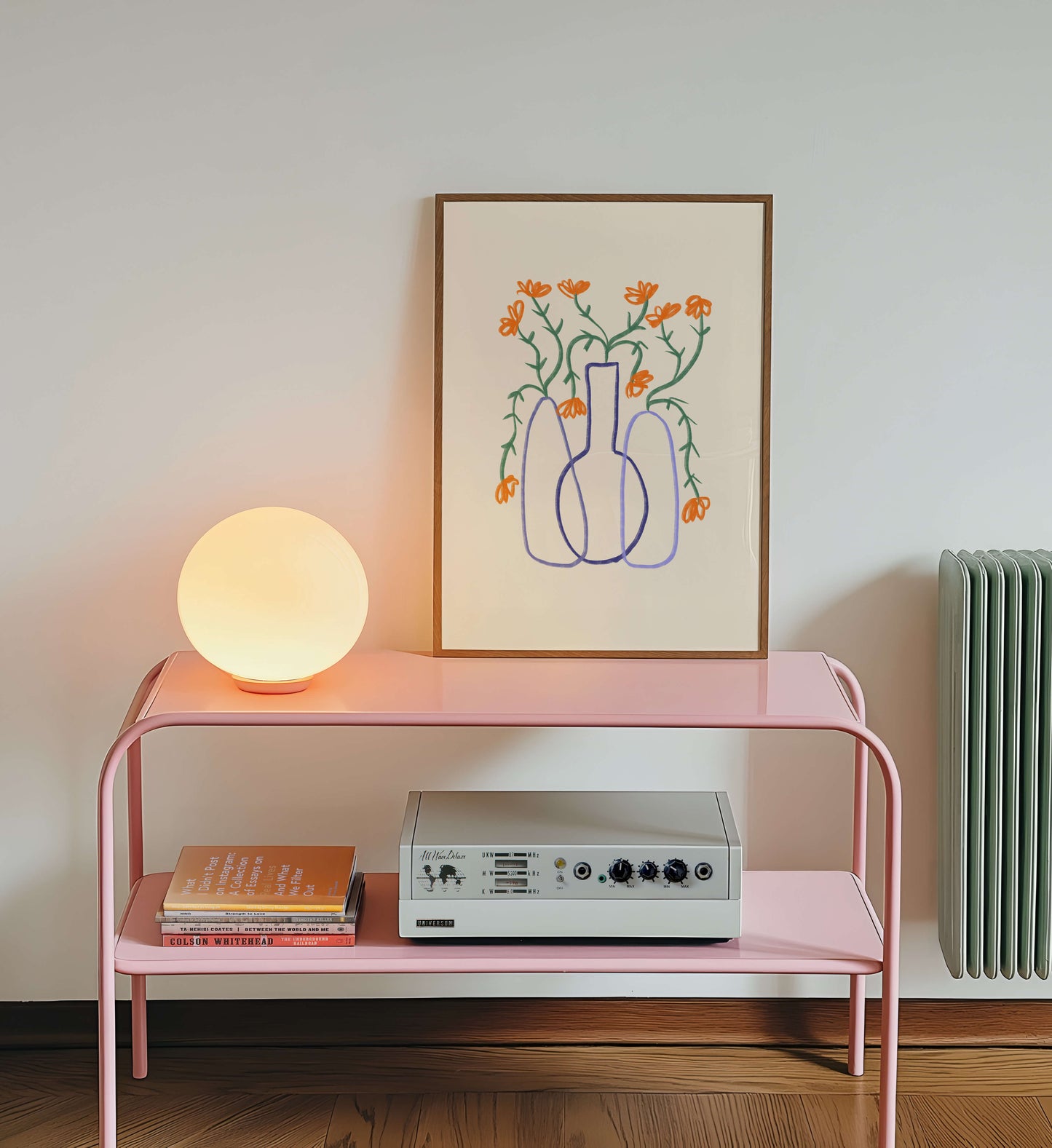 Hand Drawn Orange Flower Vase Poster