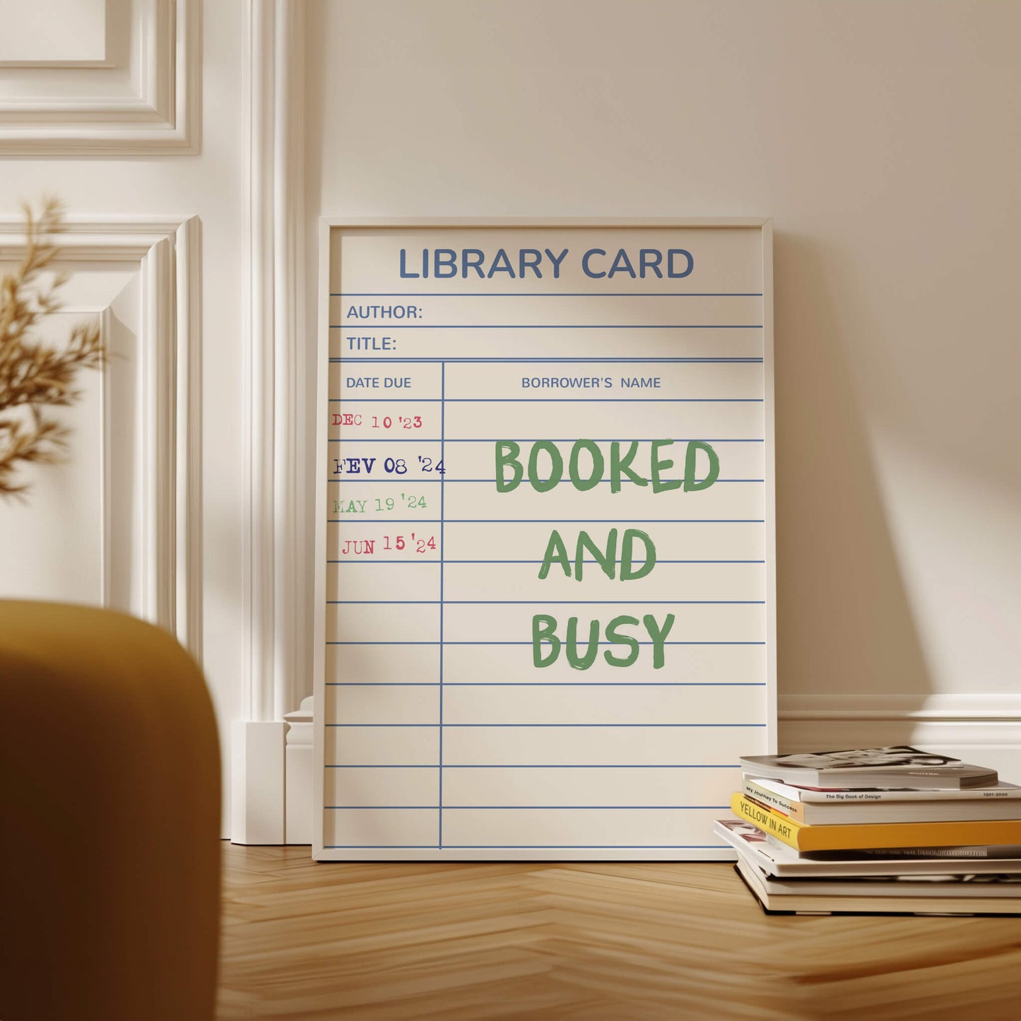 Booked and Busy Library Card Poster