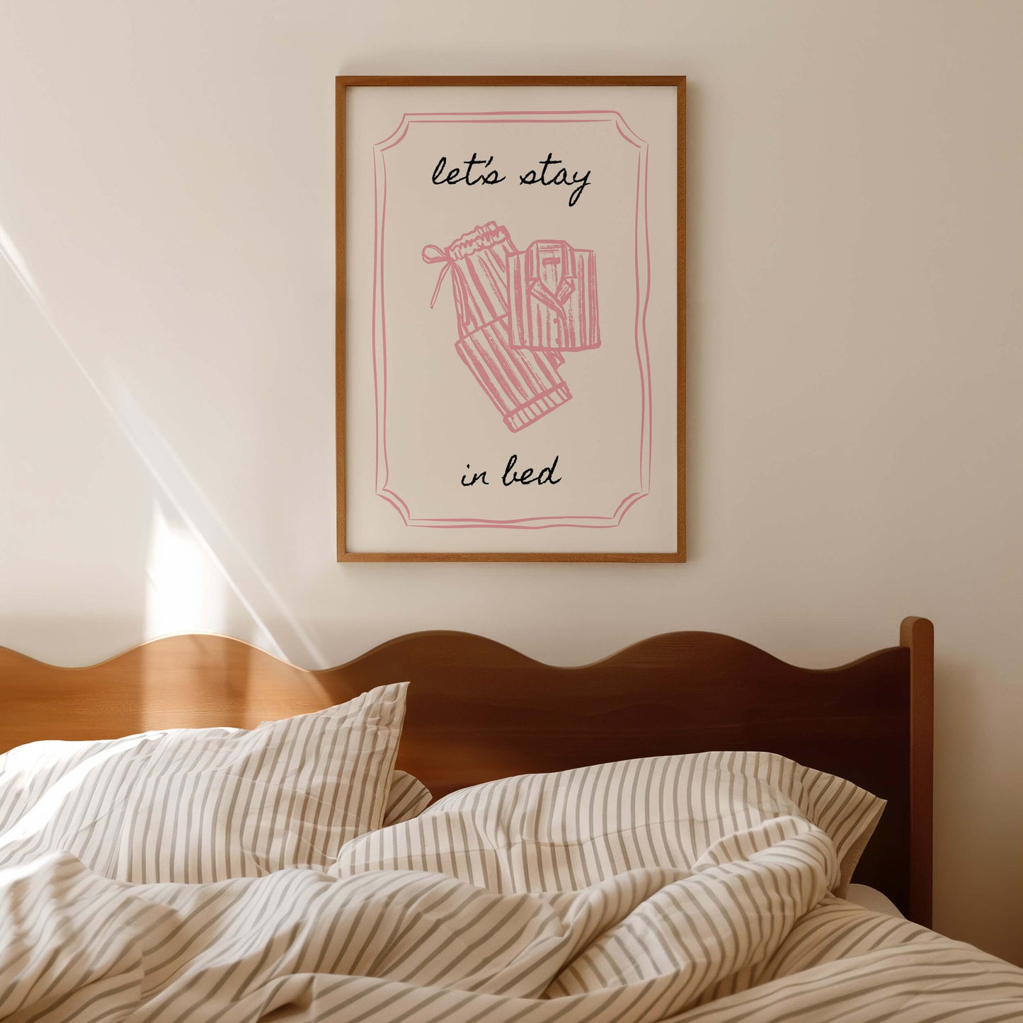 Let's Stay in Bed Bedroom Pink Poster