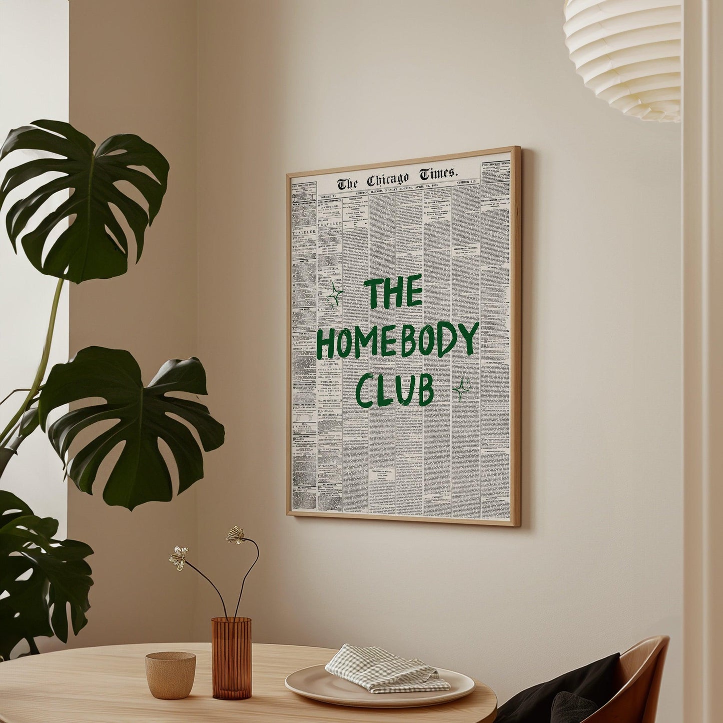 Retro Newspaper The Homebody Club Green Poster