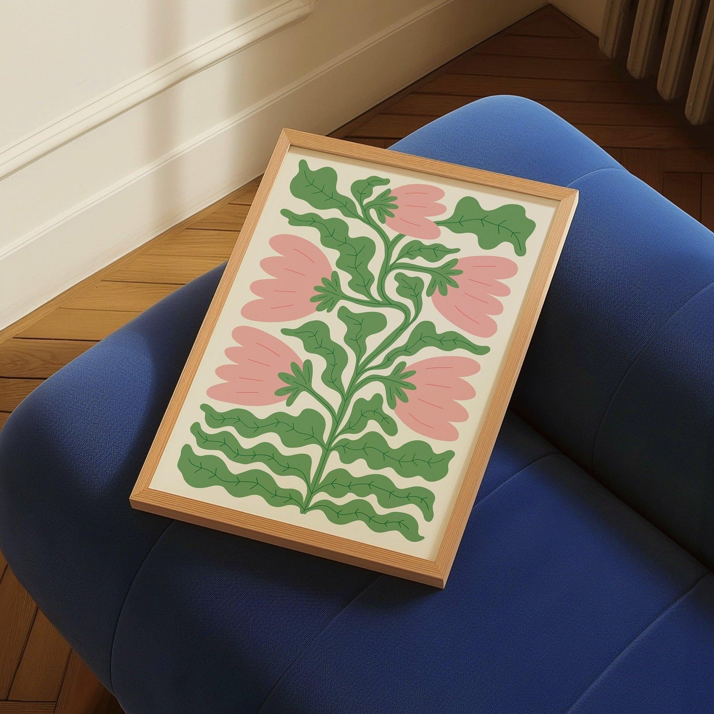 Wavy Pink and Green Flower Poster