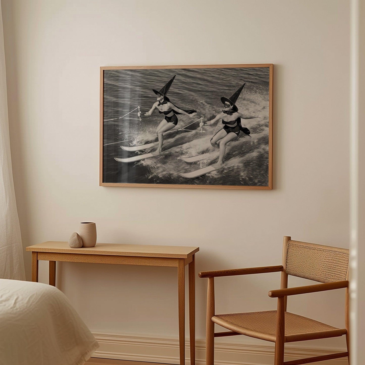 Witches Water Skiing Halloween Poster