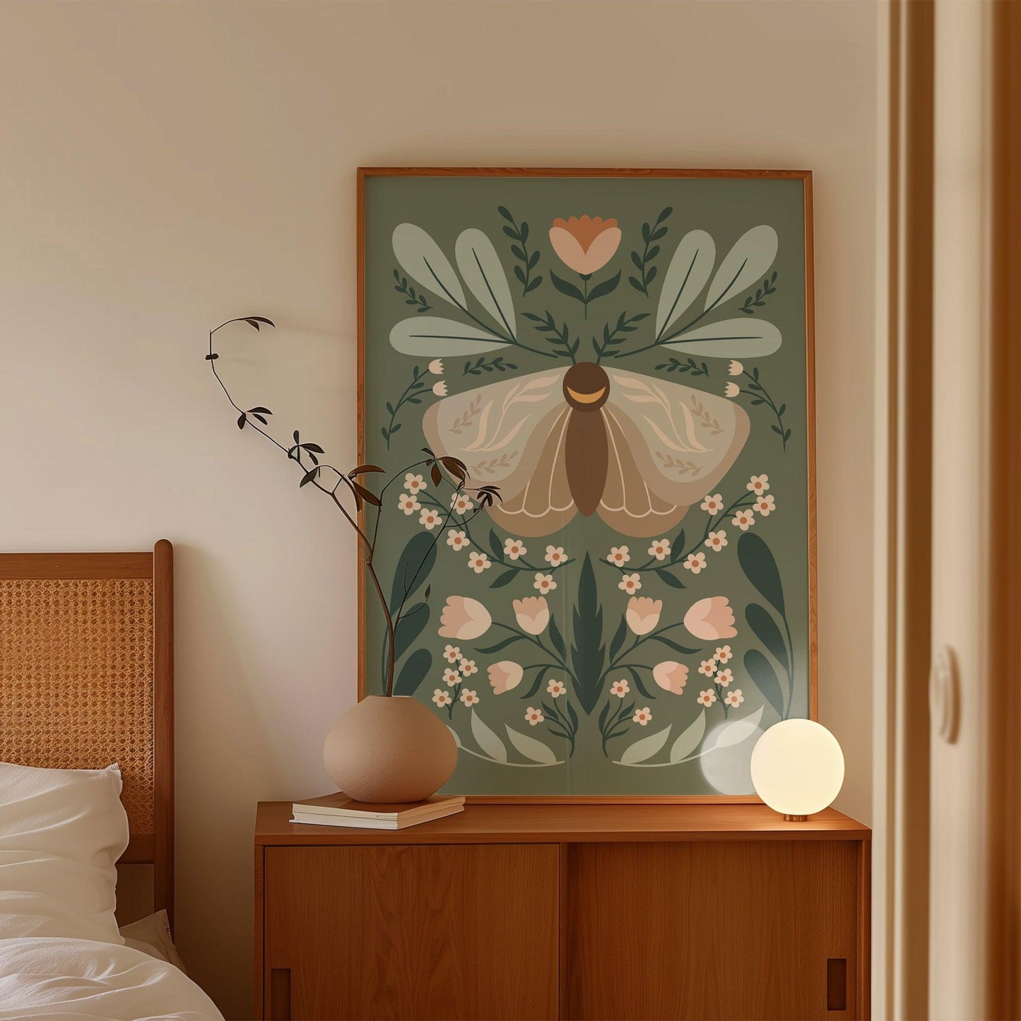 Moonlight Moth & Wildflowers Poster