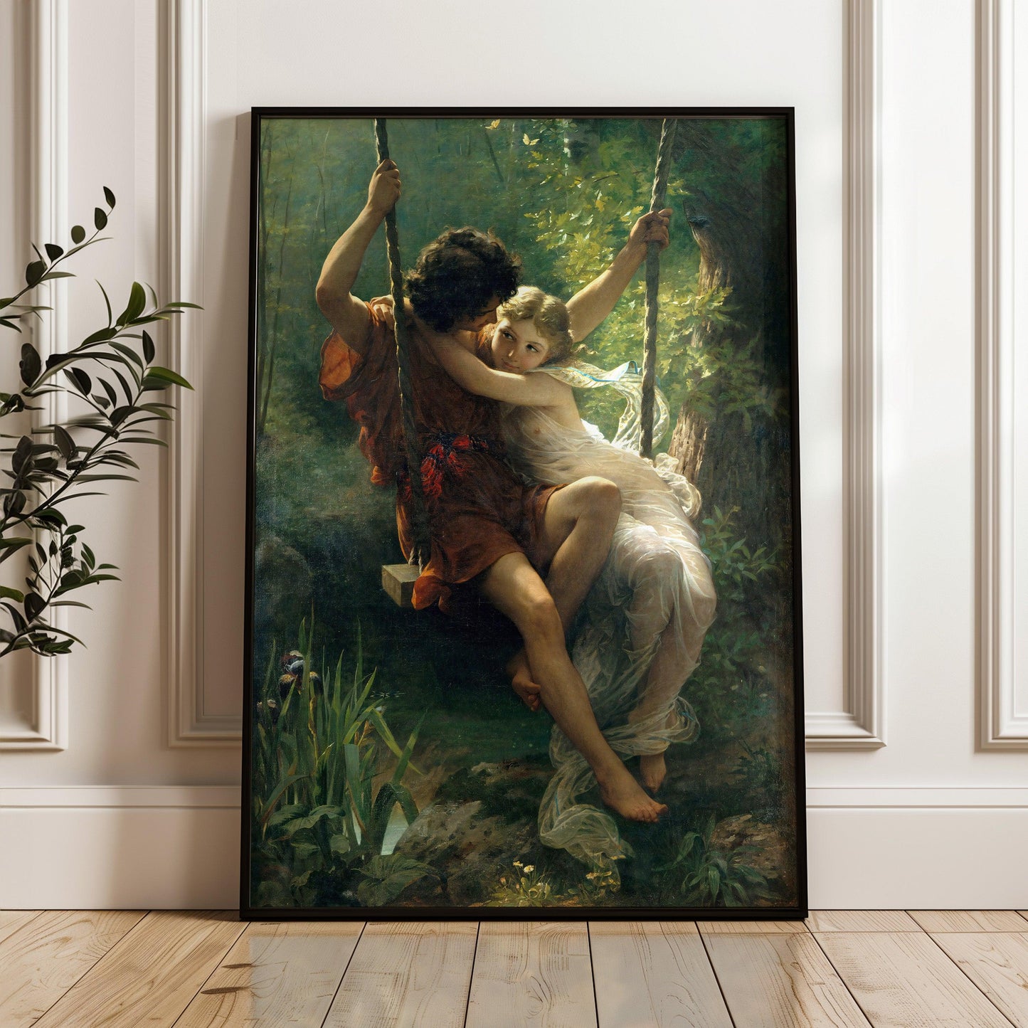 Couple Sitting On Swing Vintage Poster