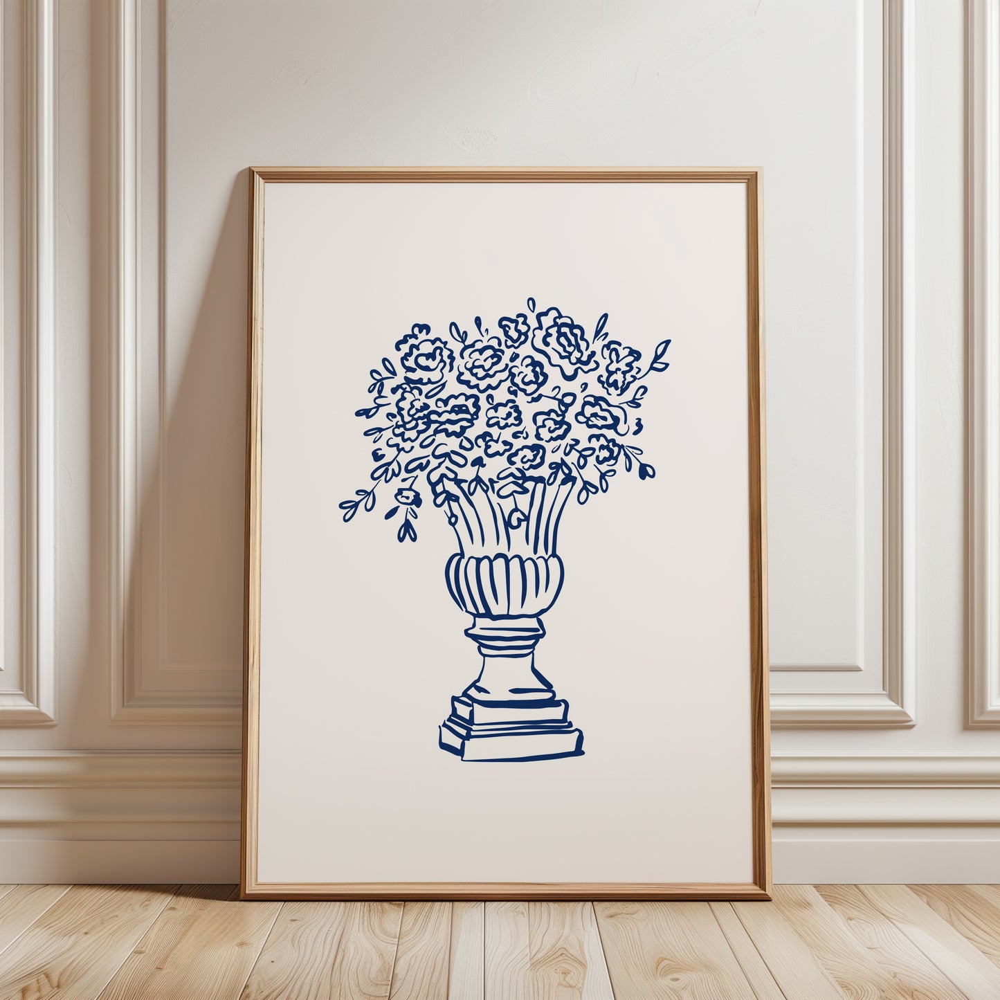 Blue Fine Line Flower Vase Poster