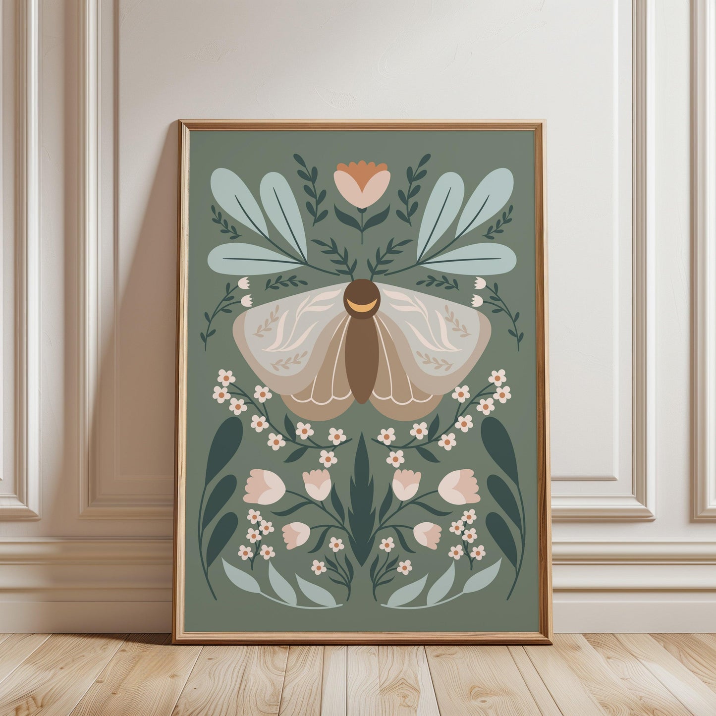 Moonlight Moth & Wildflowers Poster