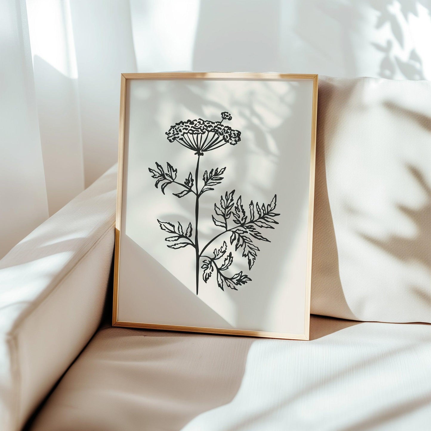 Black Fine Line Flower Poster