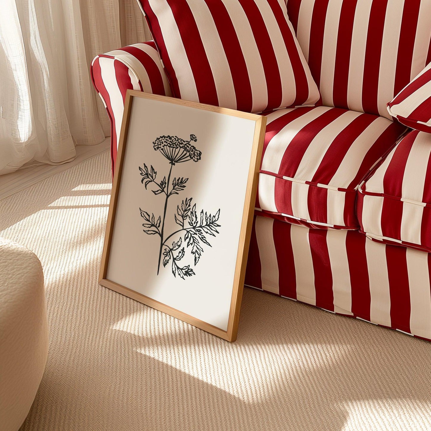 Black Fine Line Flower Poster
