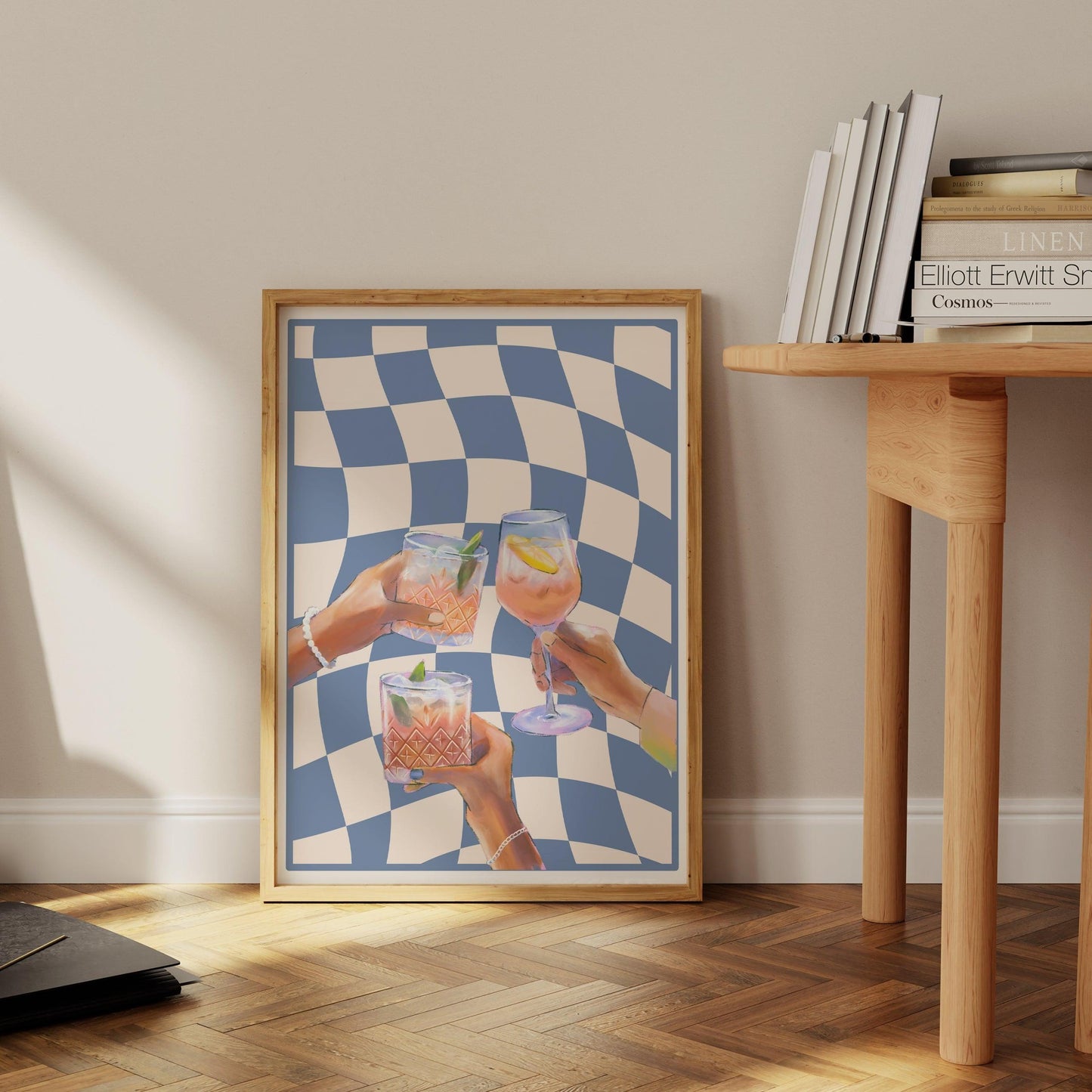 Blue Checkered Cocktail Poster