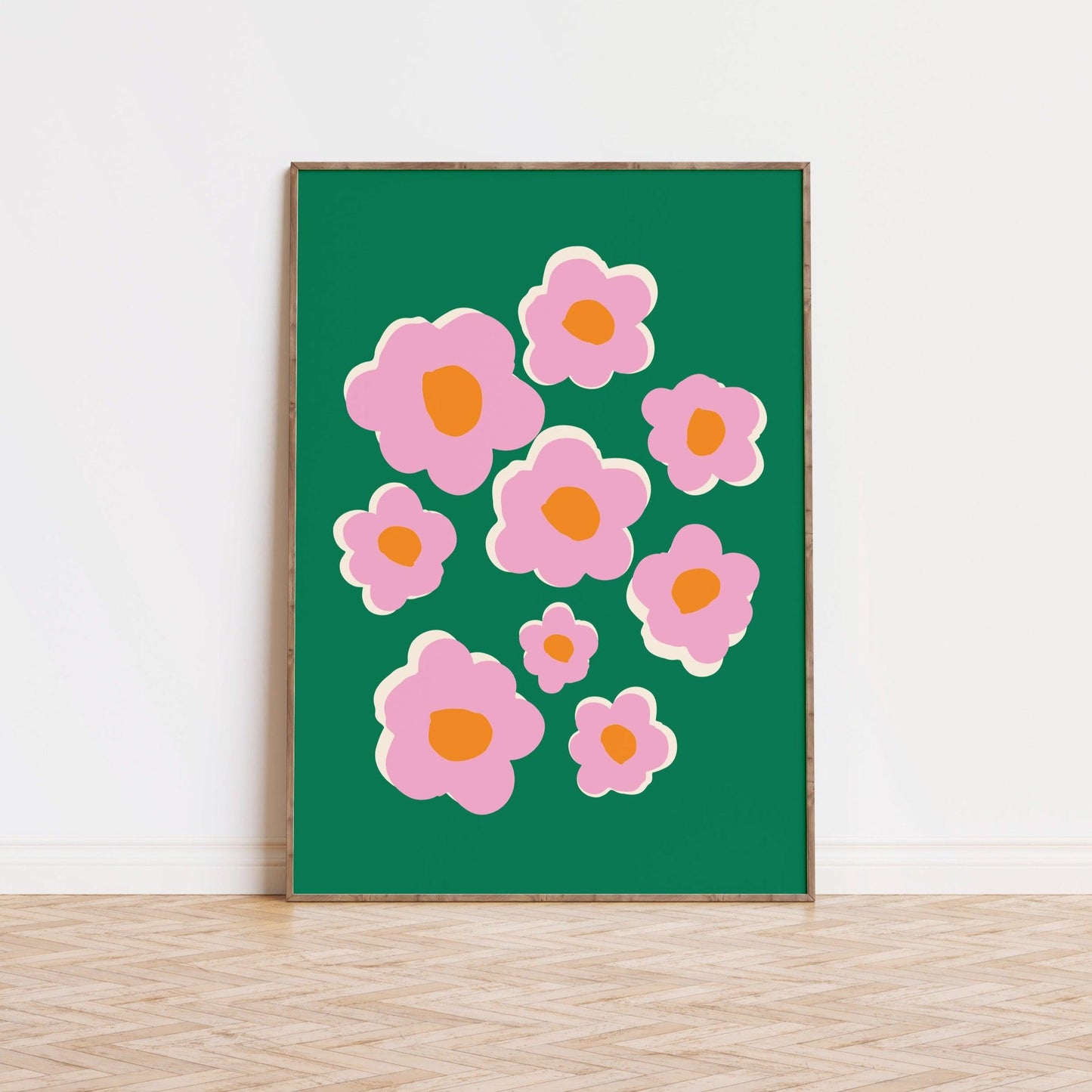 Pink and Green Flowers Poster