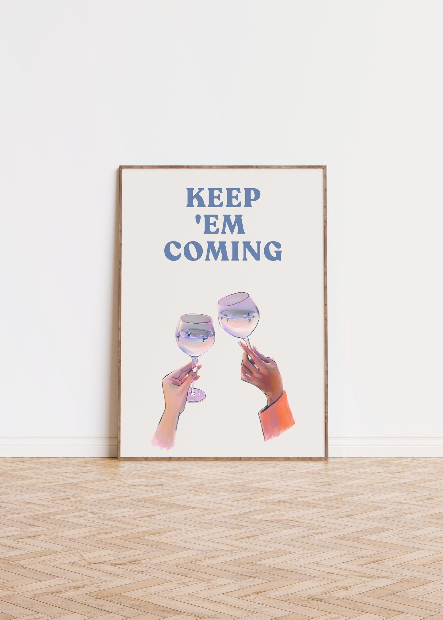 Keep 'Em Coming Blue Cocktail Poster