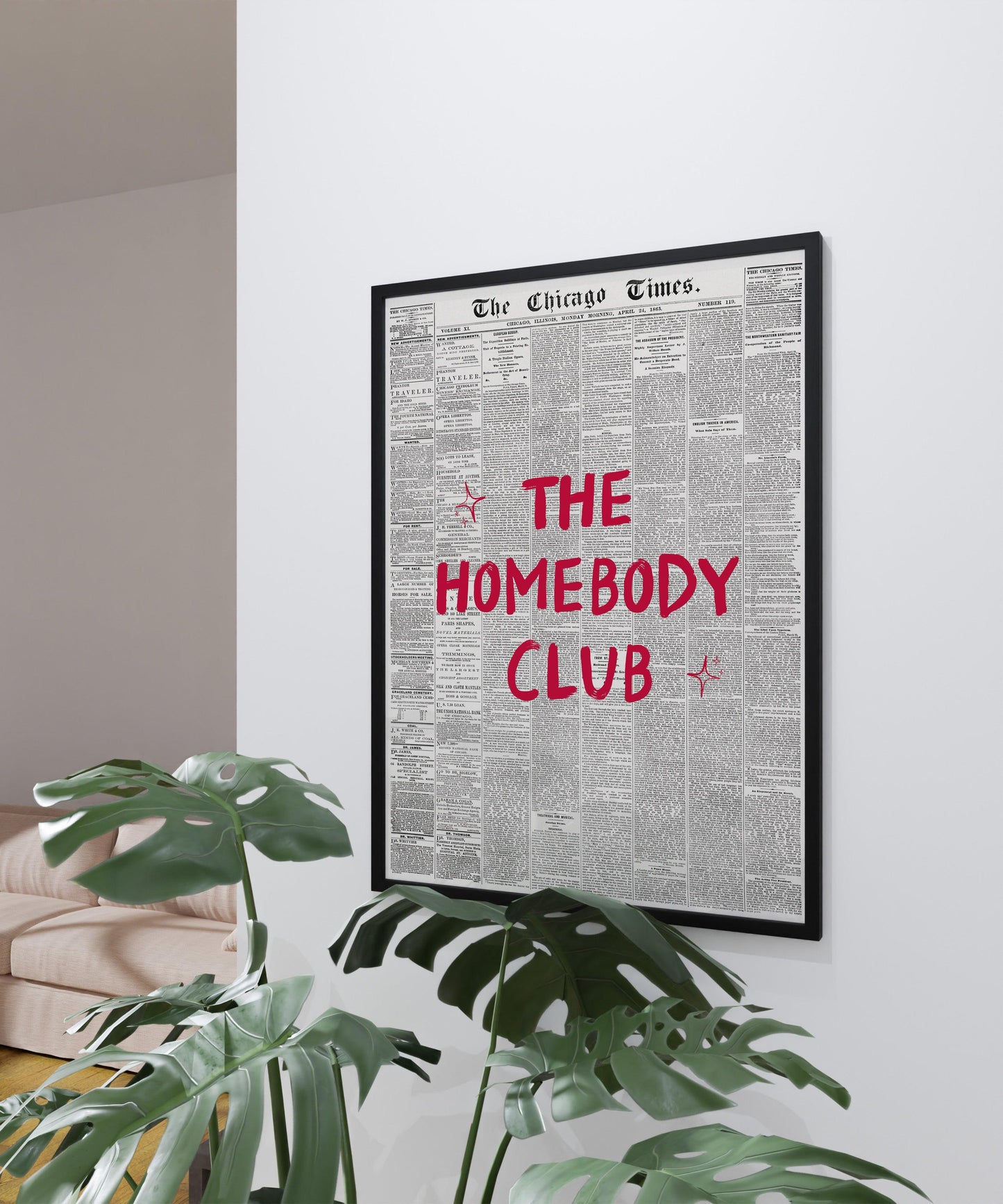 Retro Newspaper The Homebody Club Red Poster
