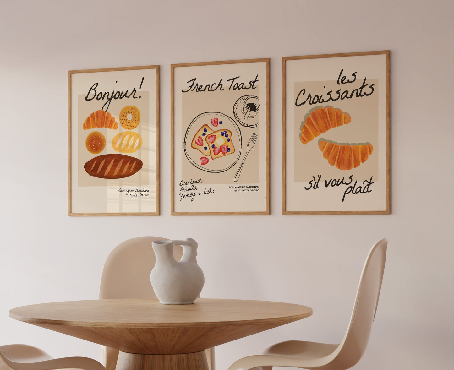 Set of 3 French Breakfast Prints