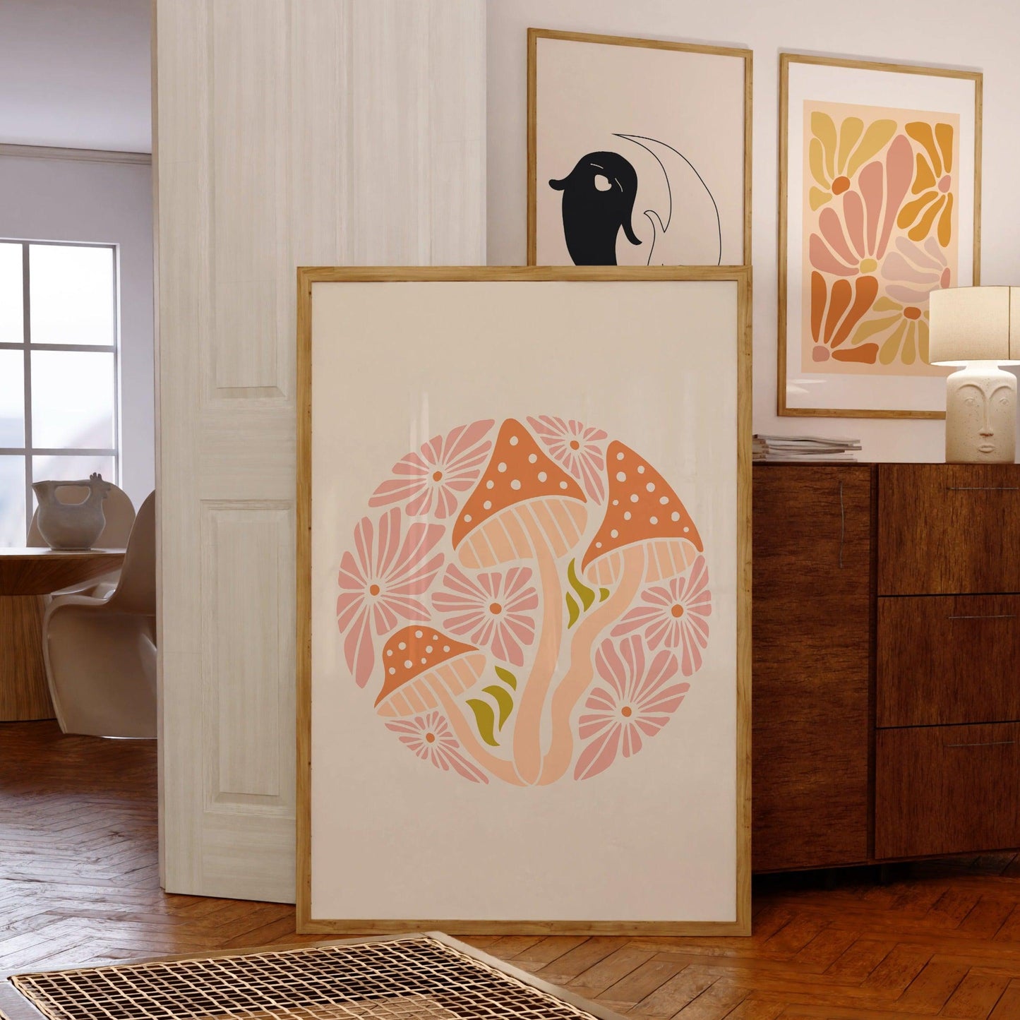 Funky Mushrooms Poster