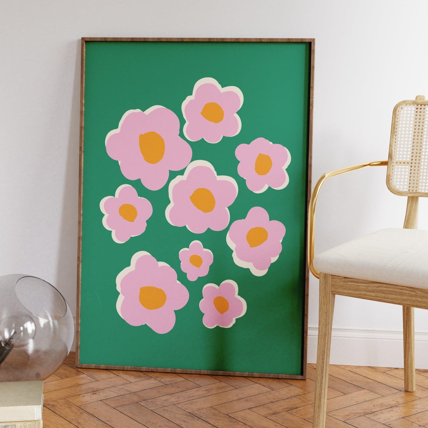 Pink and Green Flowers Poster