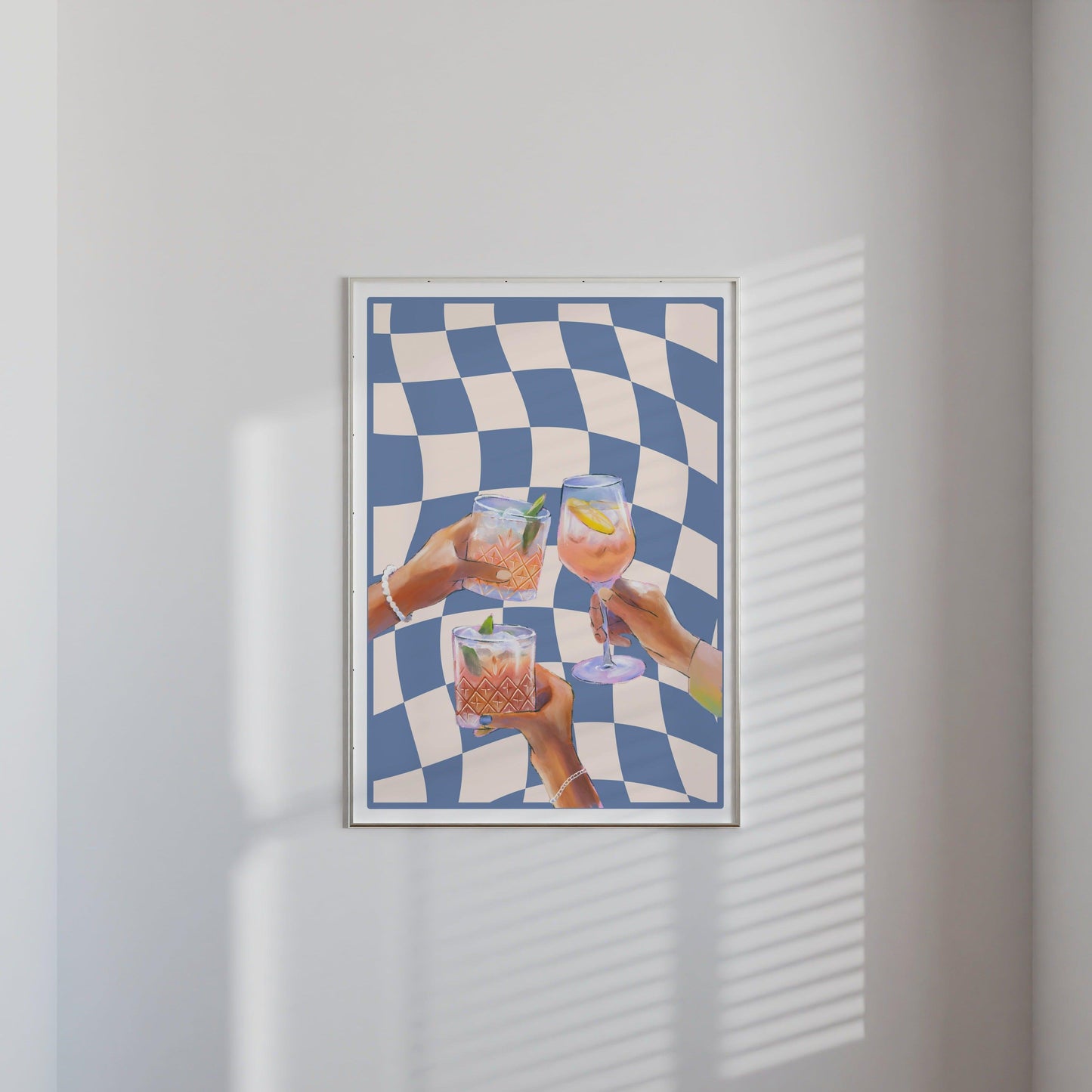 Blue Checkered Cocktail Poster