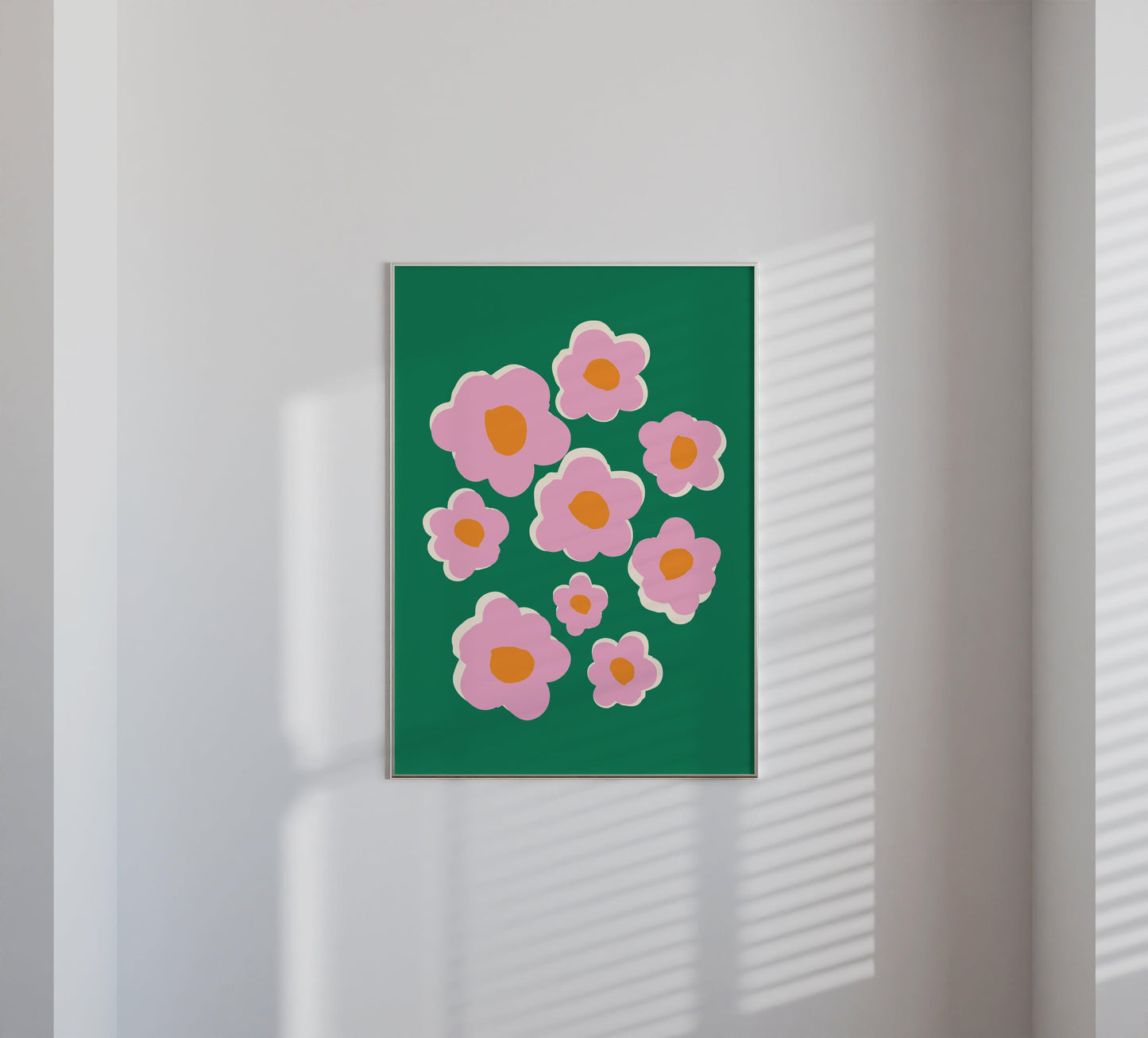 Pink and Green Flowers Poster