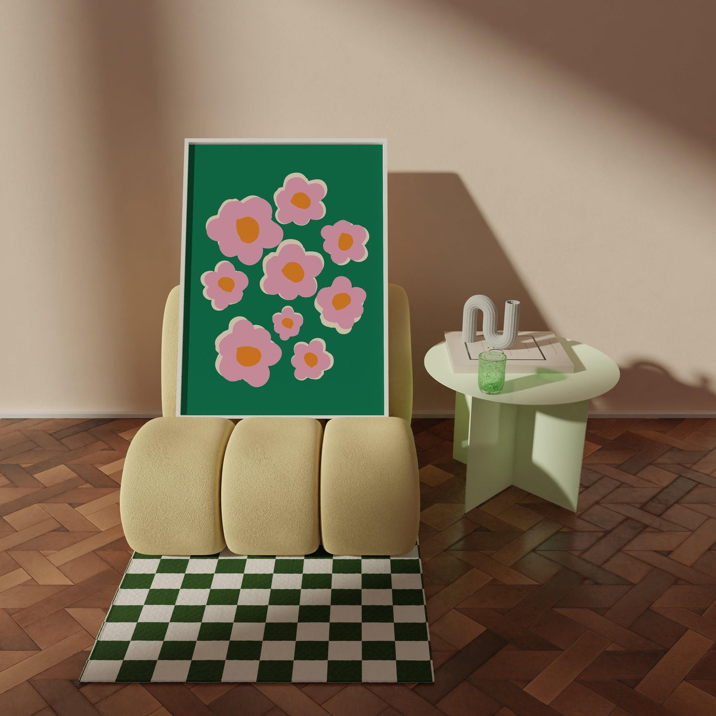Pink and Green Flowers Poster