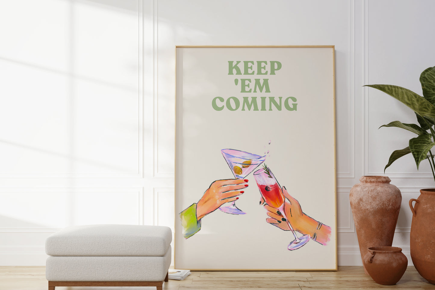 Keep 'Em Coming Green Cocktail Poster