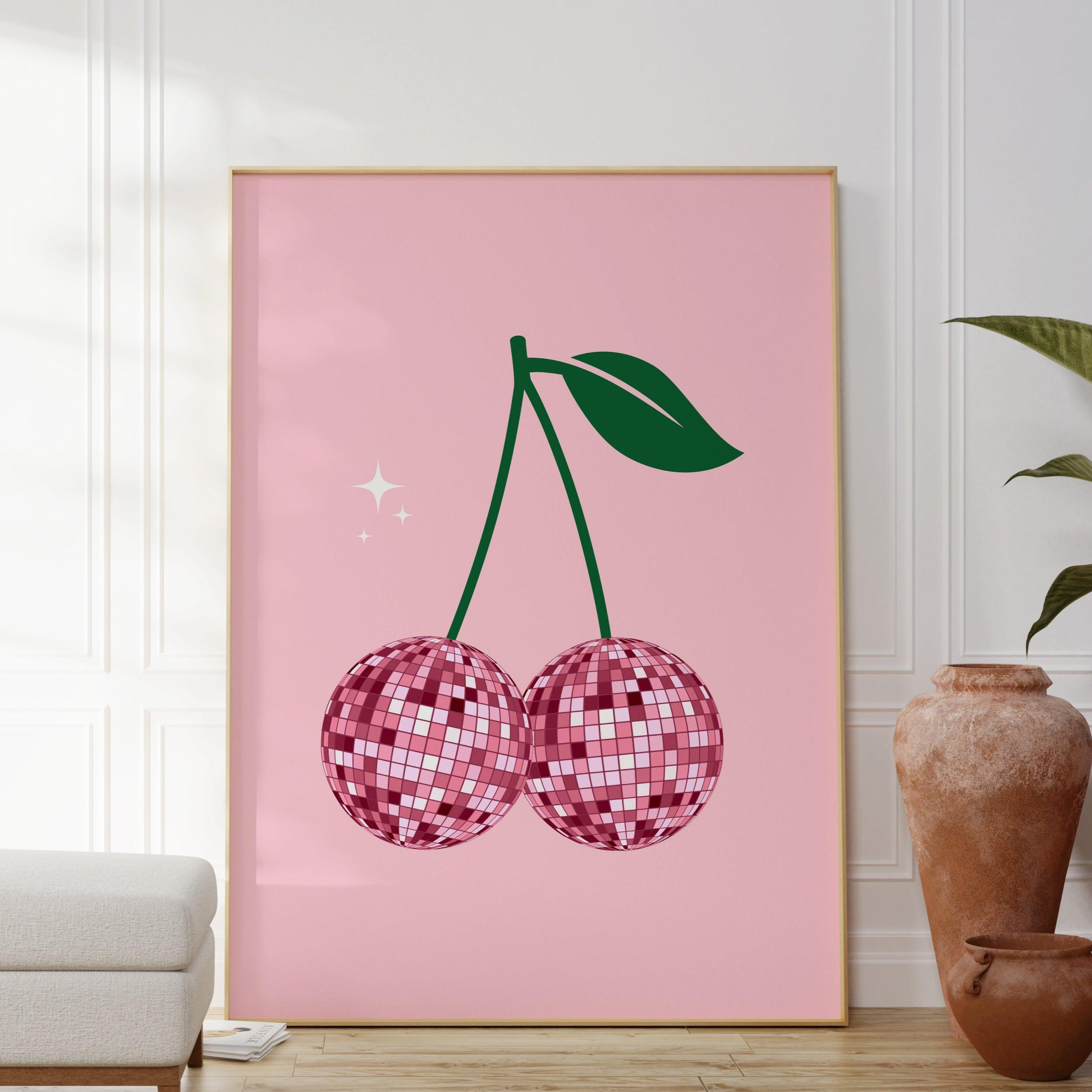 Cherry Disco Illustration Poster