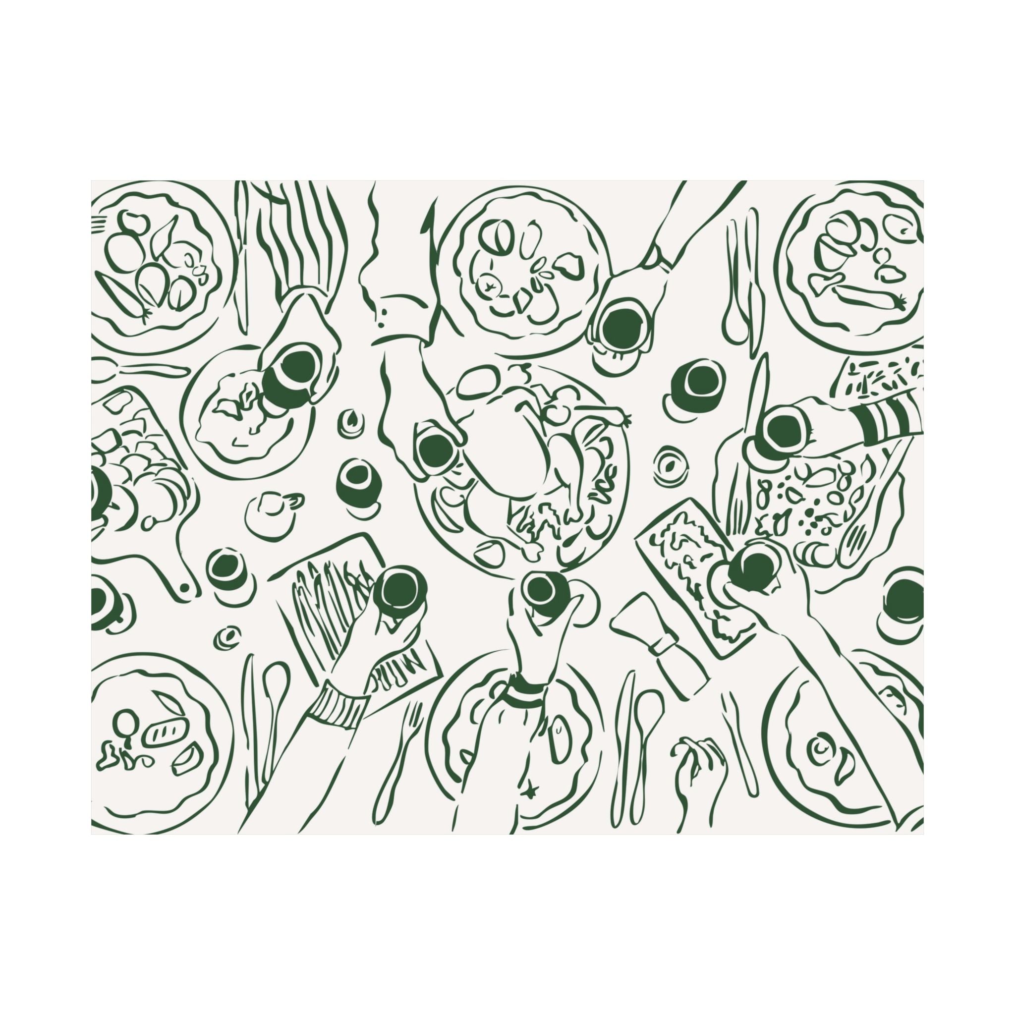 Dinner Party Horizontal Green Poster
