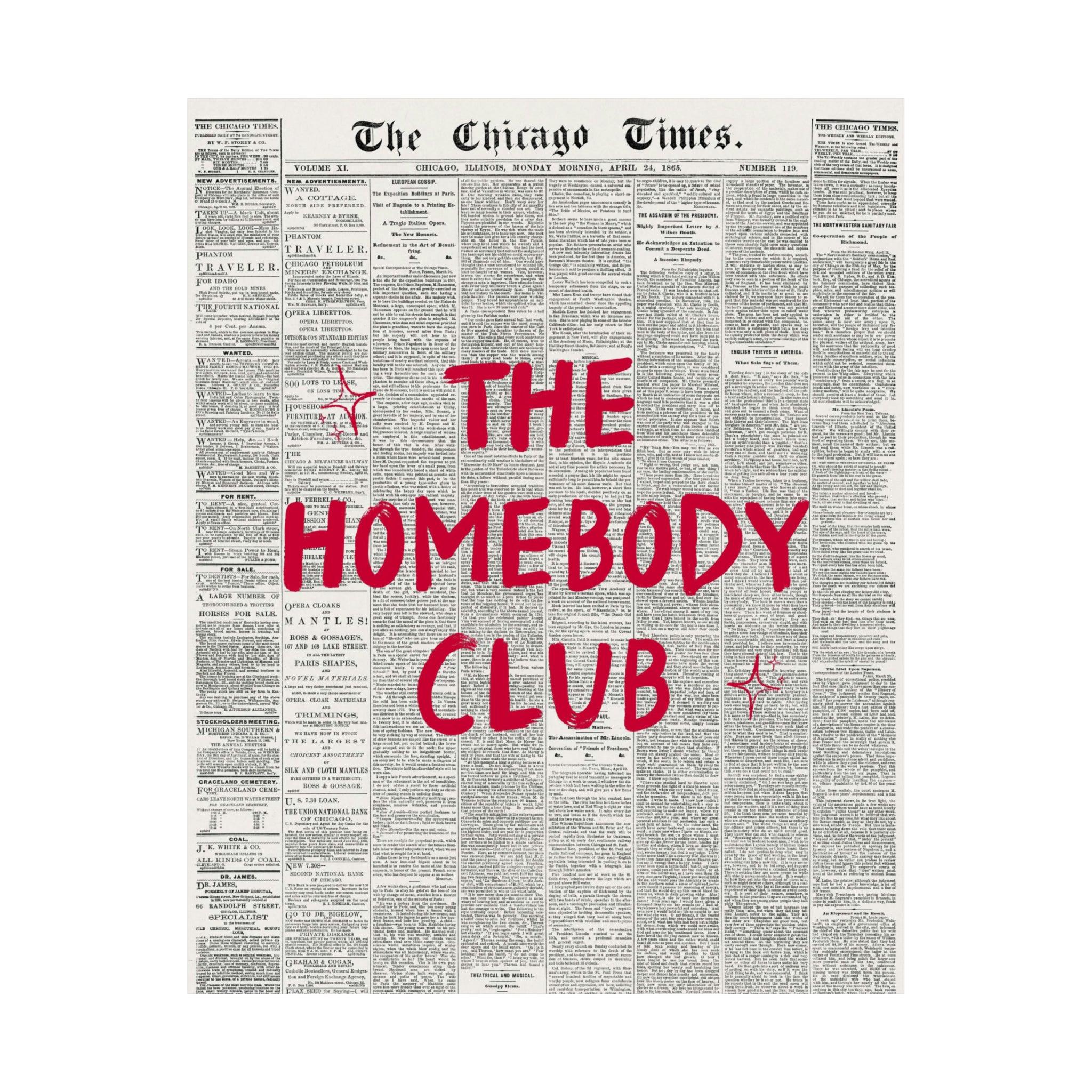 Retro Newspaper The Homebody Club Red Poster