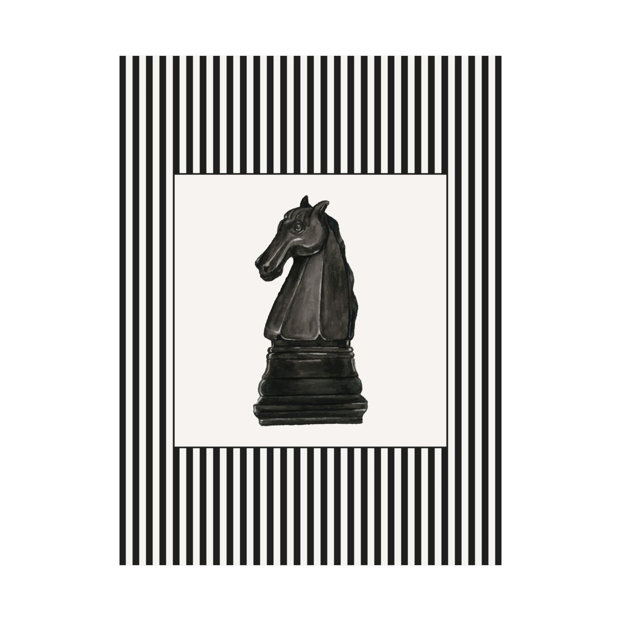 Chess Piece Watercolor Striped Poster