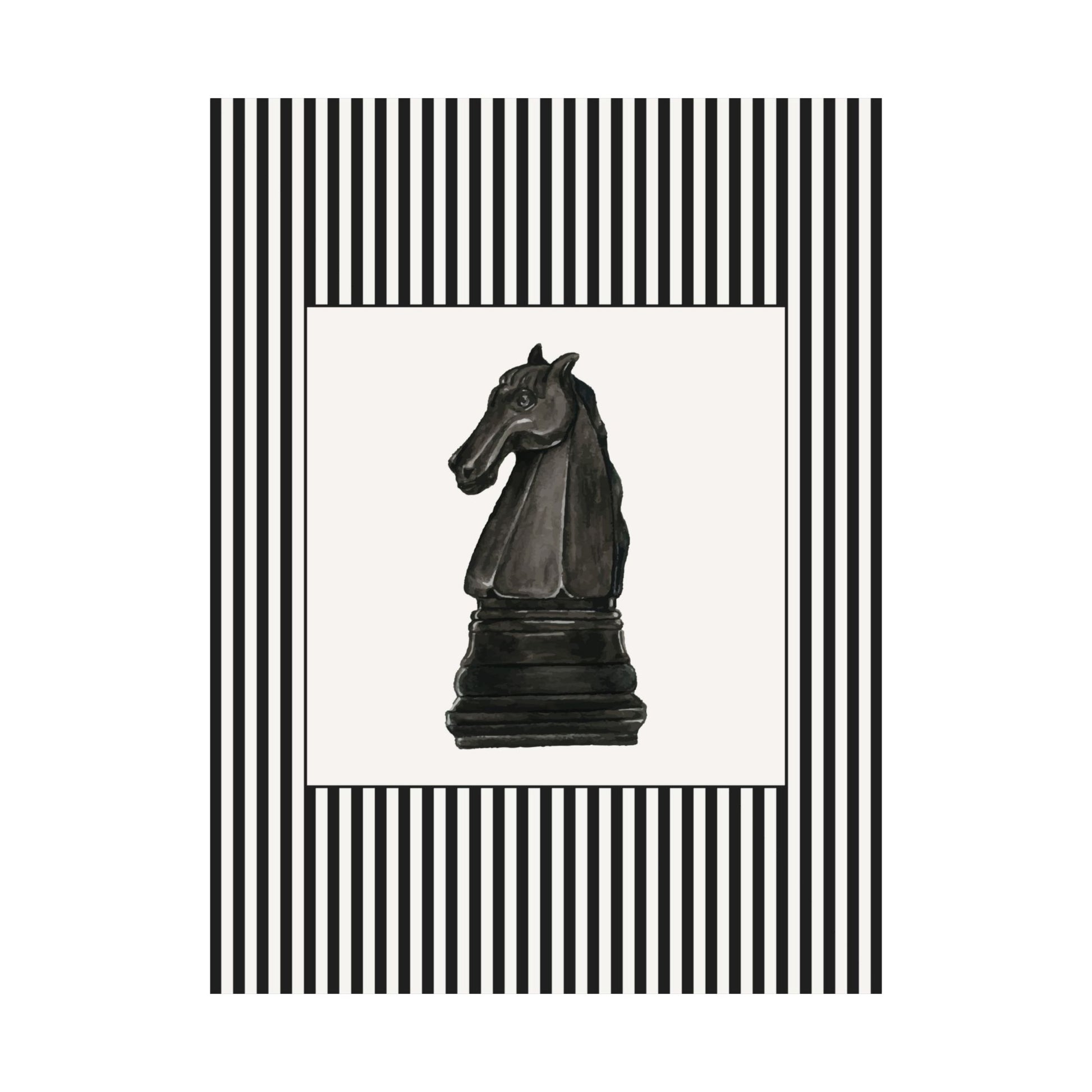 Chess Piece Watercolor Striped Poster