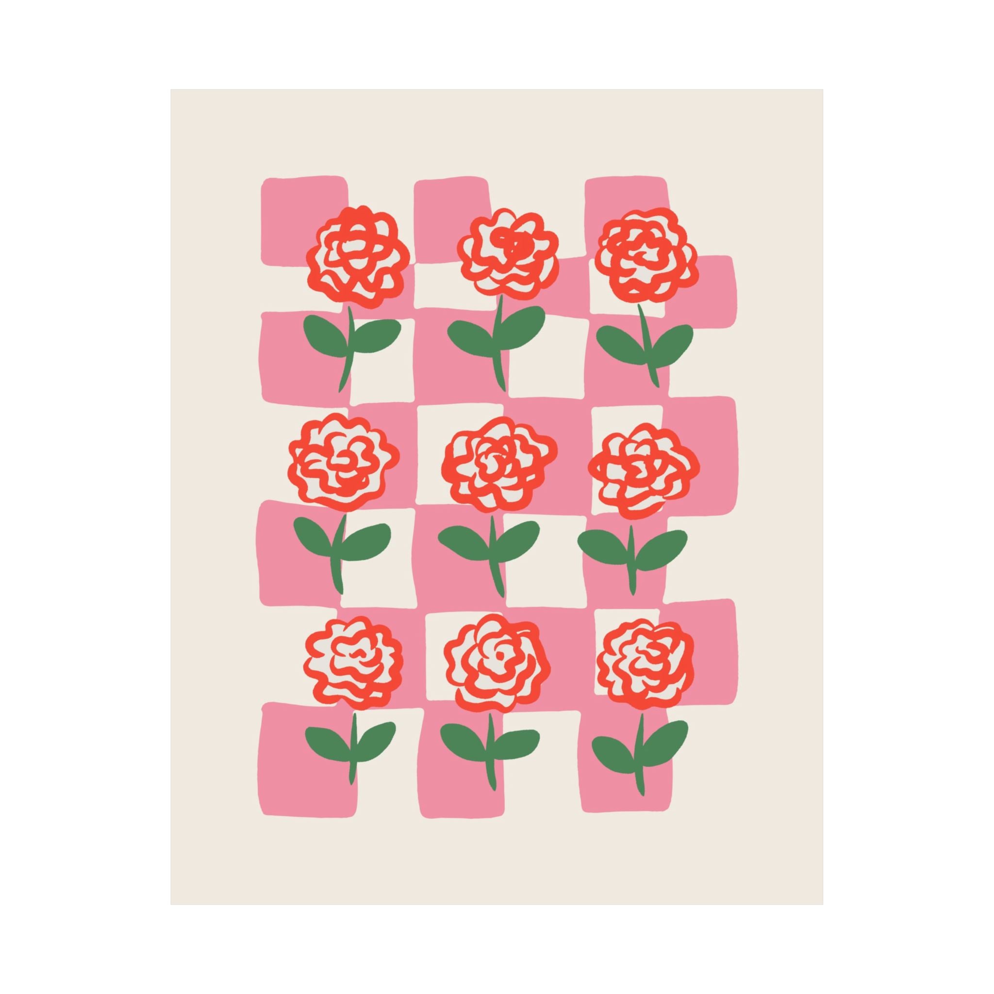 Floral Checker Poster