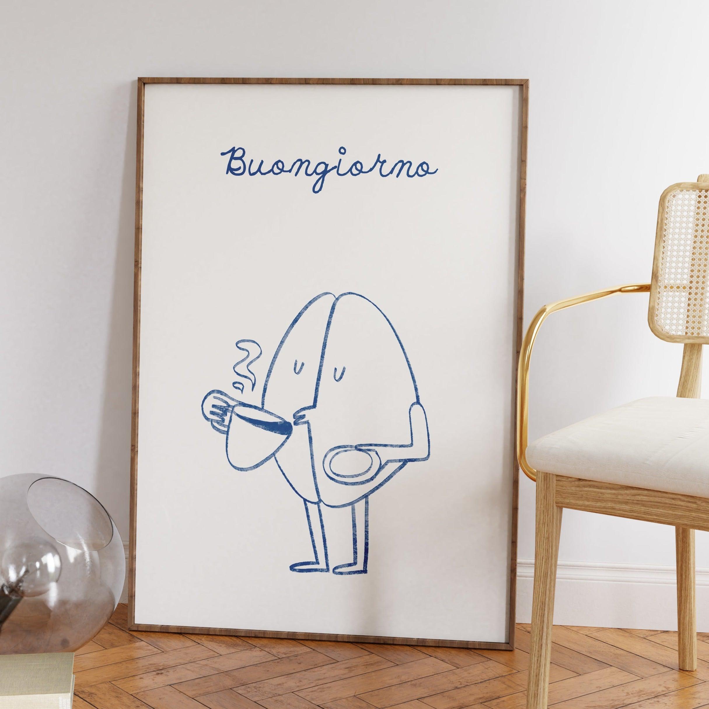 Buongiorno Coffee Blue Poster
