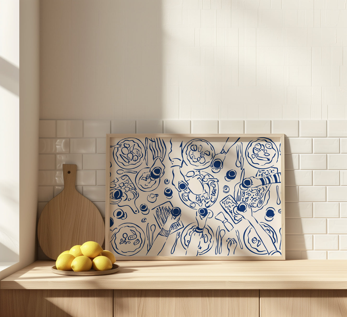 Dinner Party Horizontal Blue Poster