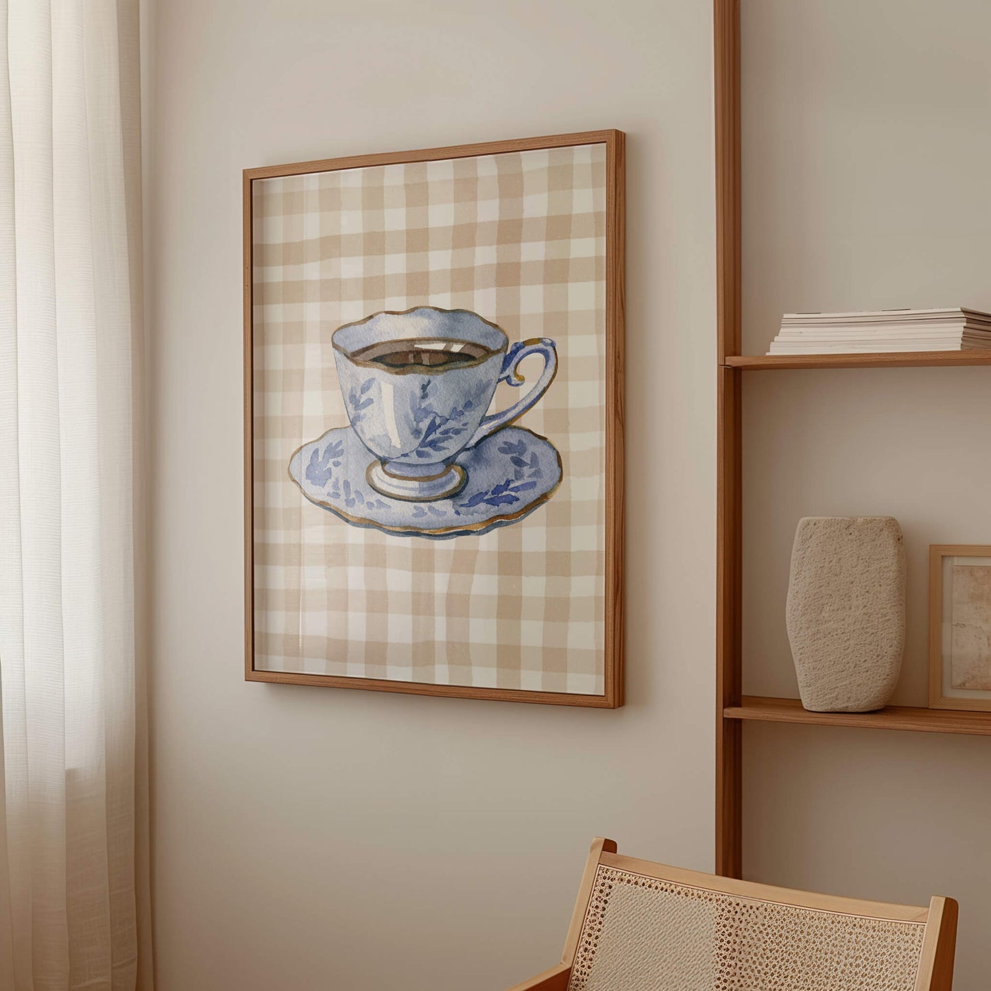 Gingham Vintage Blue Mug Poster