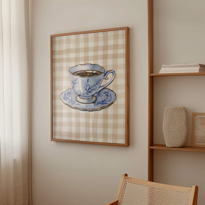 Gingham Vintage Blue Mug Poster