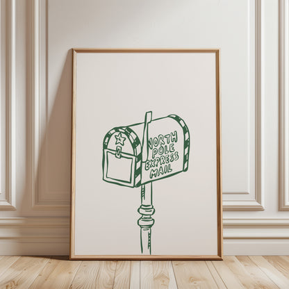 North Pole Mailbox Christmas Poster