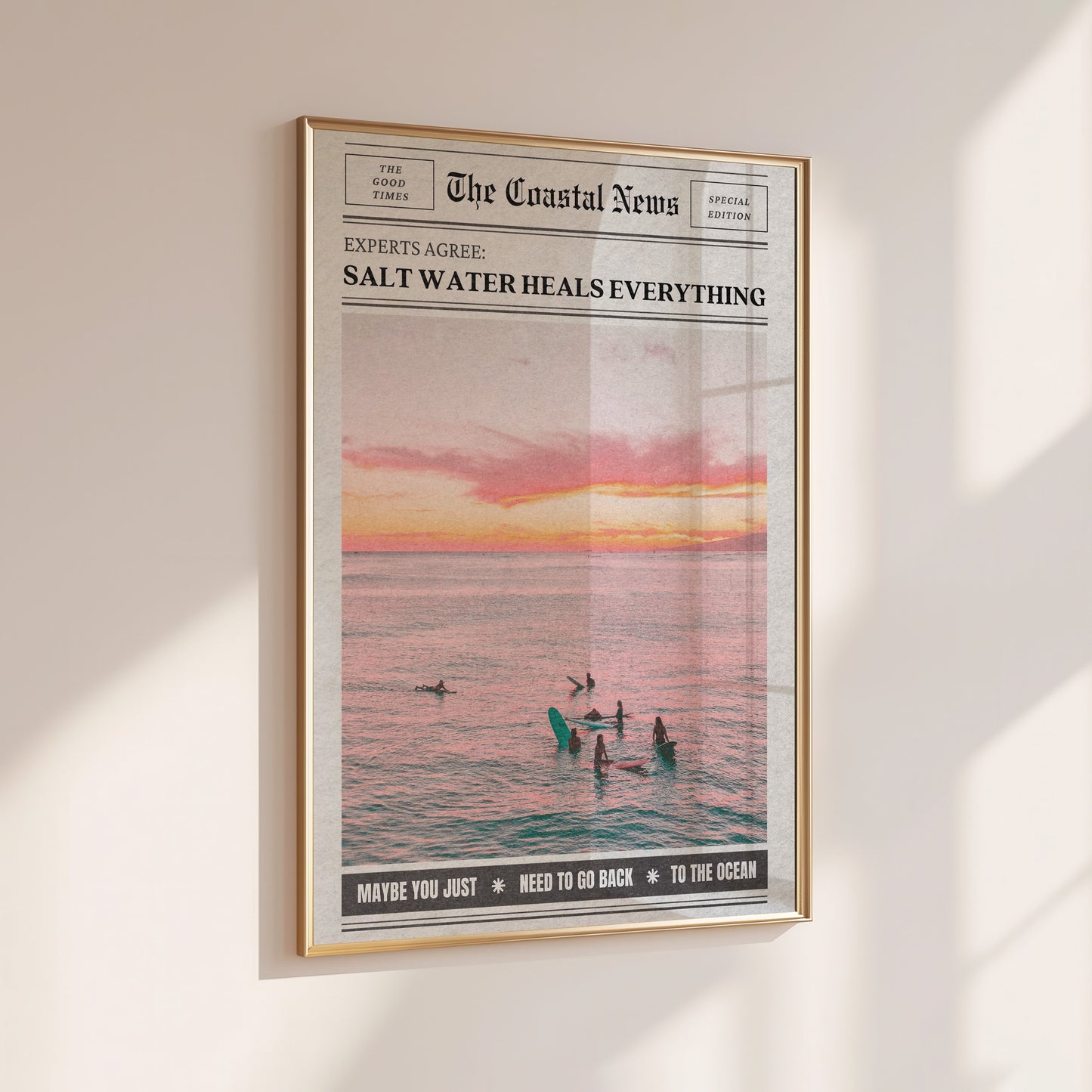 Grainy Salt Water Heals Everything Newspaper Poster