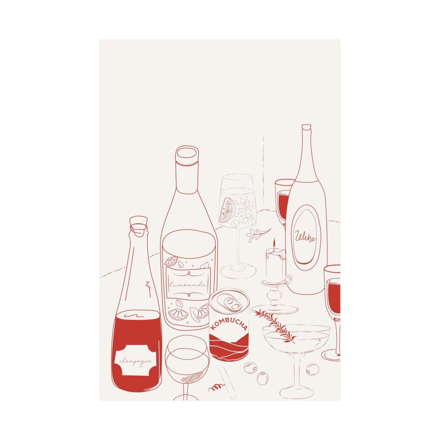 Hand Drawn Cocktail & Drinks Red Poster