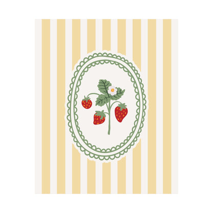 Strawberry Bouquet Striped Yellow Poster