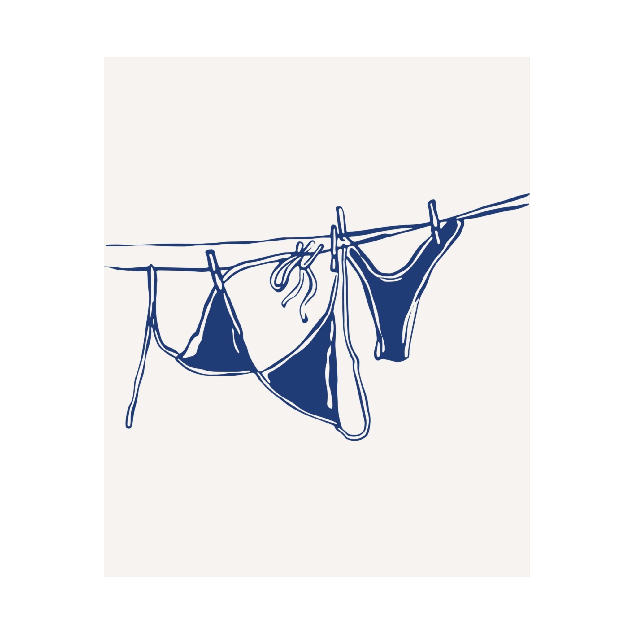 Blue Bikini On Clothesline Poster
