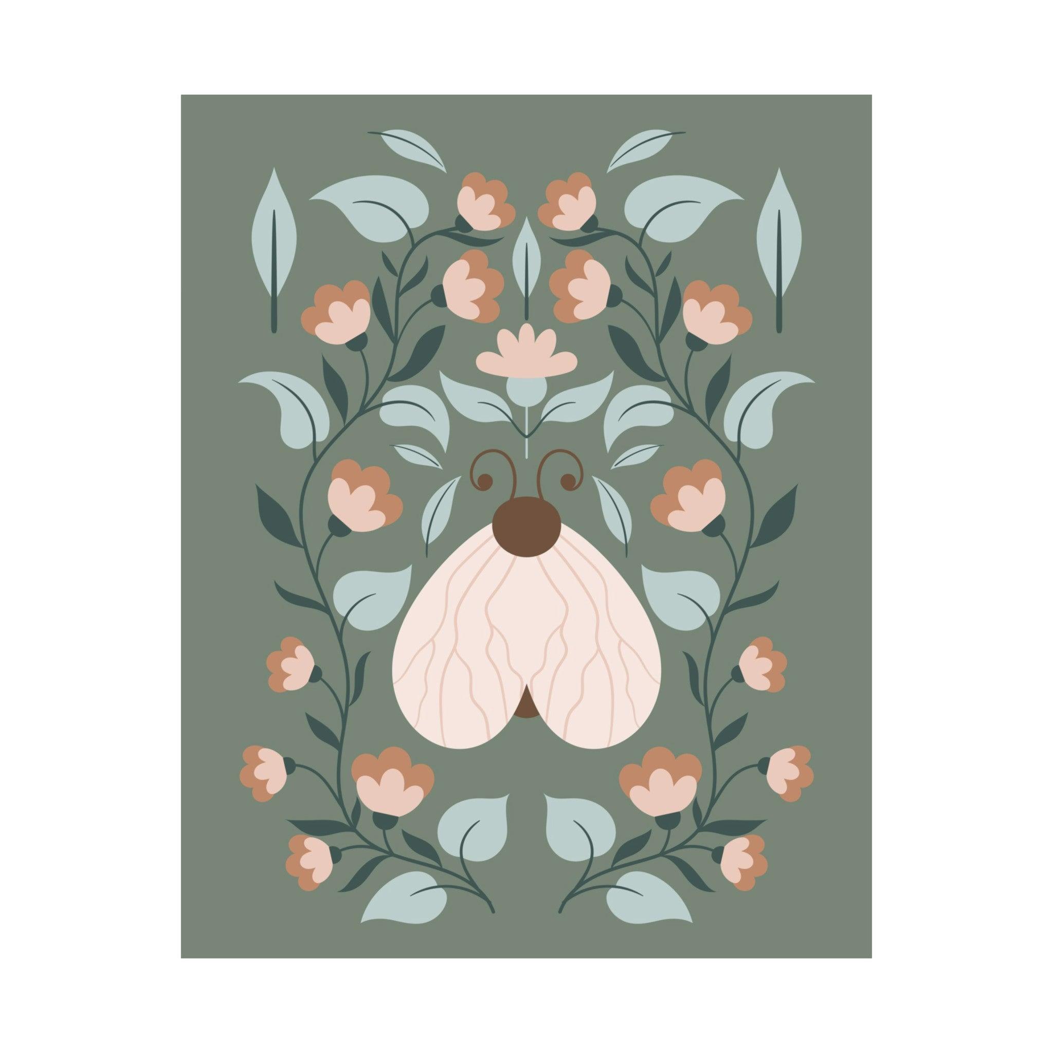 Twilight Moth Botanical Poster