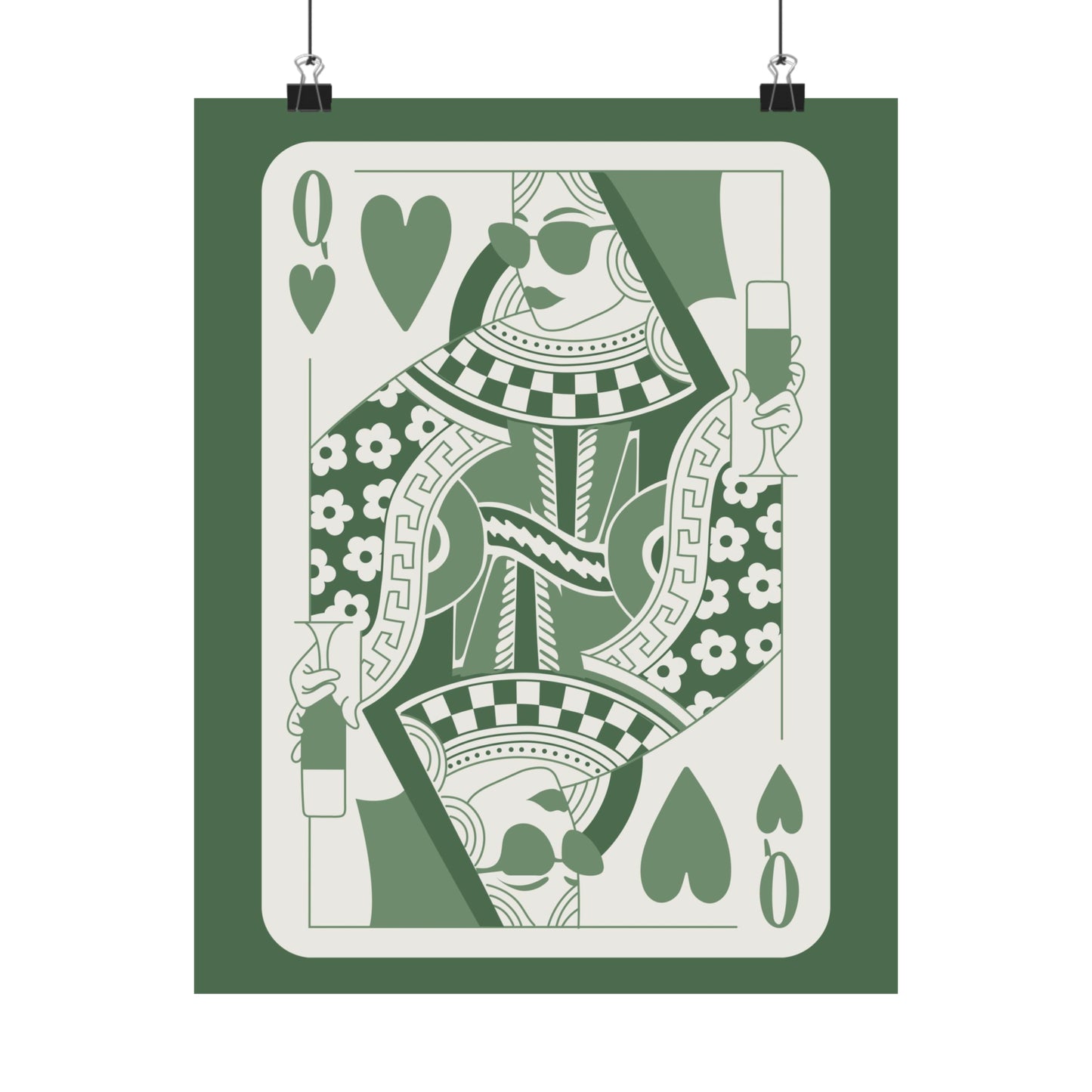Queen of Hearts Cocktail Green Poster