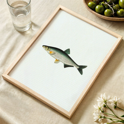 Green Fish Illustration Striped Poster