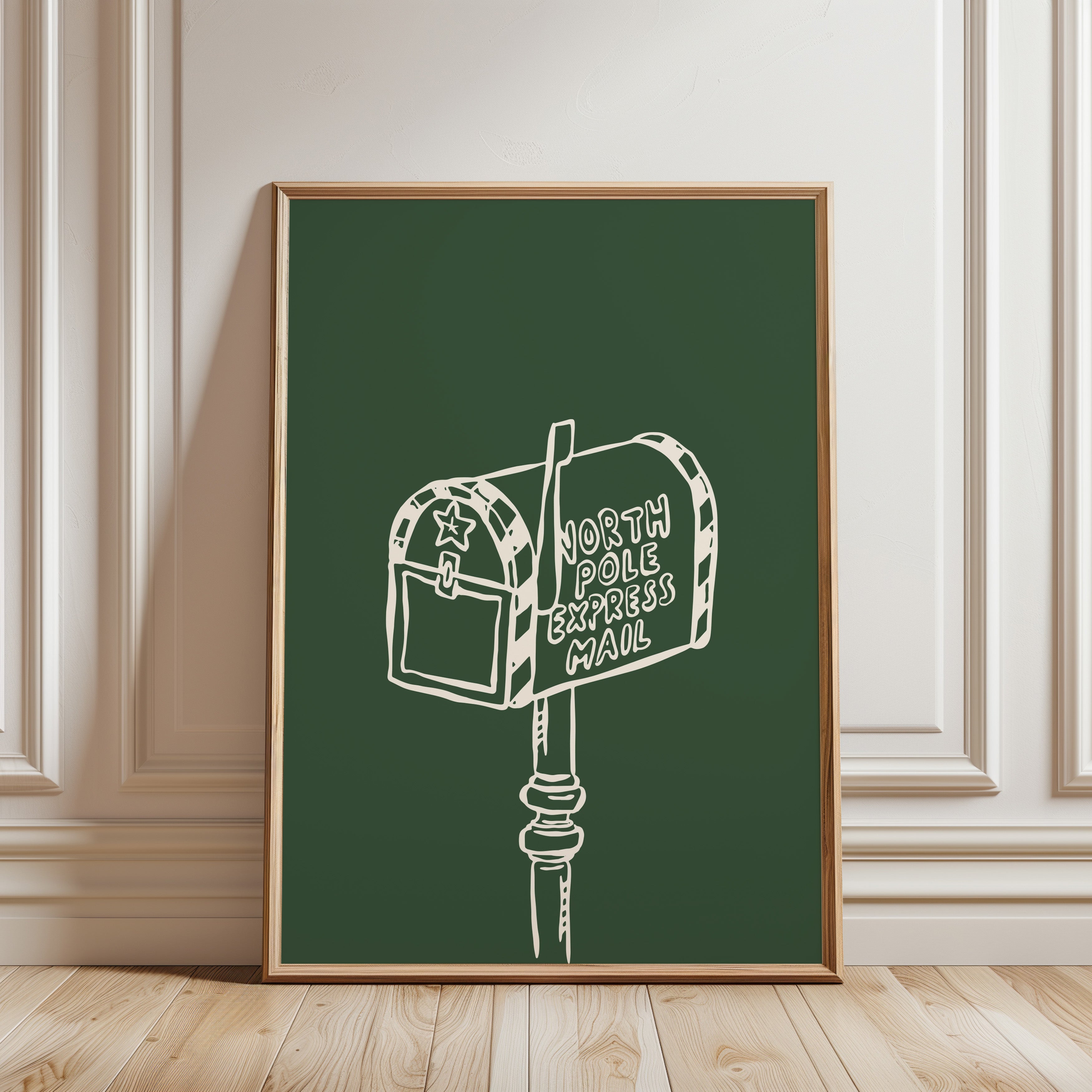 North Pole Mailbox Green Christmas Poster