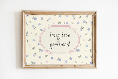 Long Live Girlhood Floral Horizontal Poster