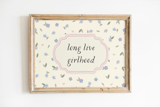 Long Live Girlhood Floral Horizontal Poster