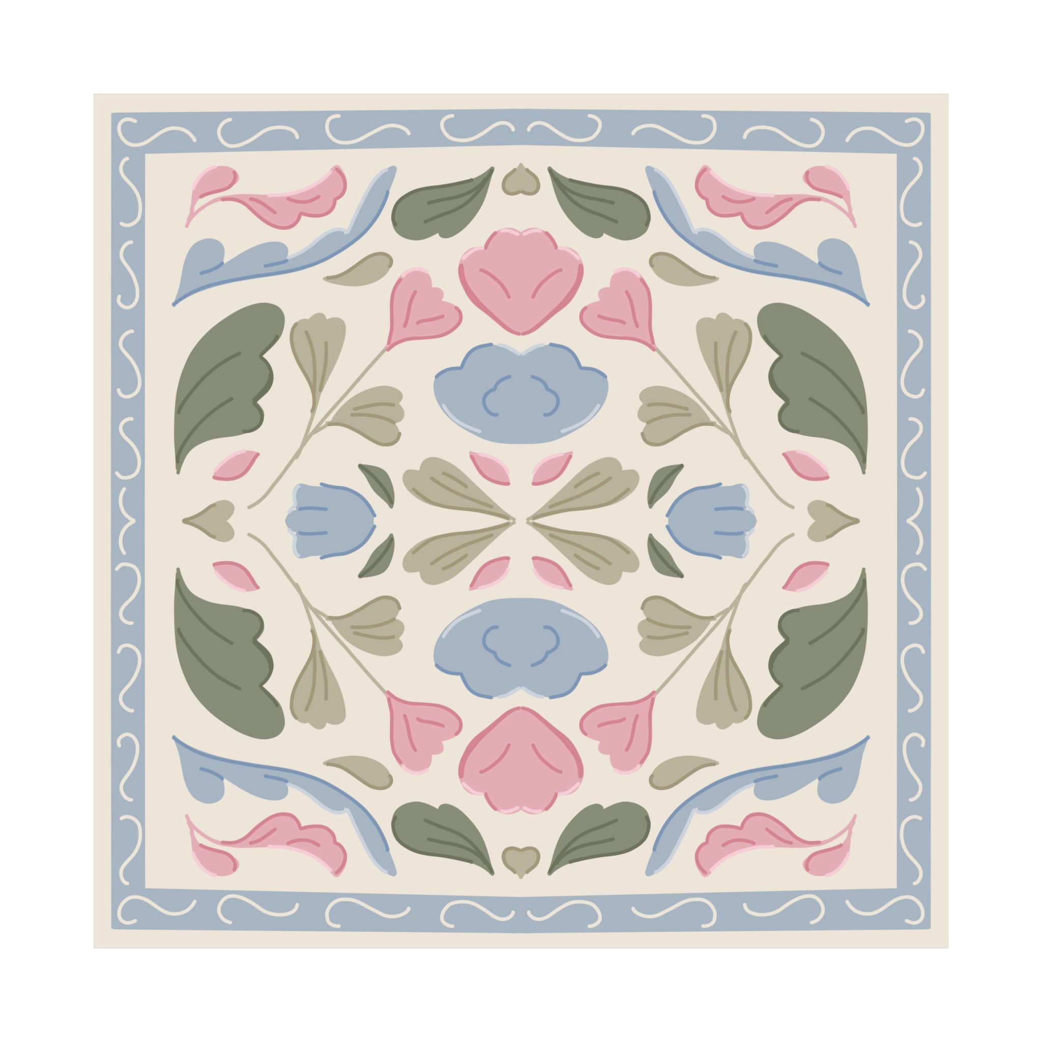 Pastel Floral Quilt Square Poster