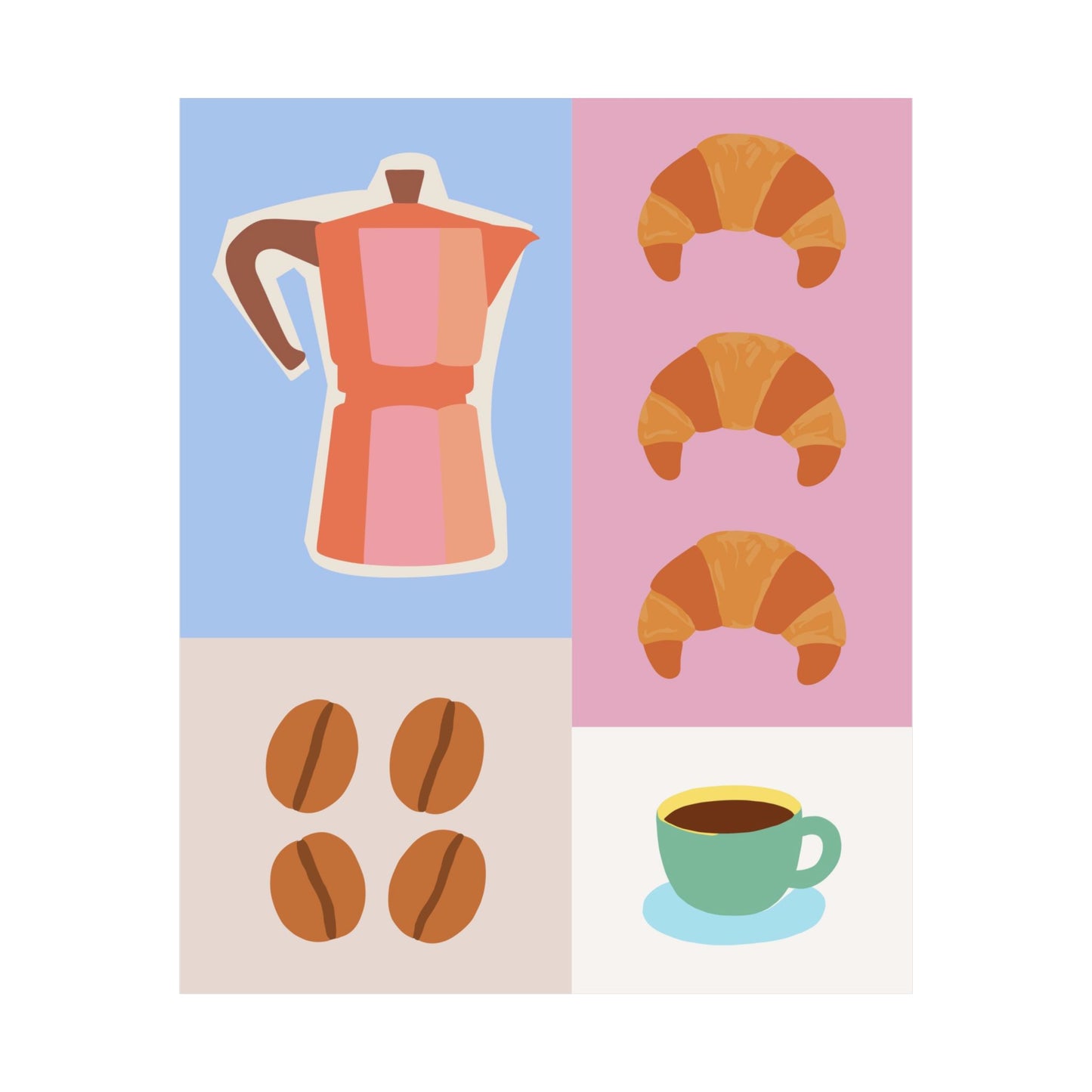 Colorful Coffee & Croissant Poster