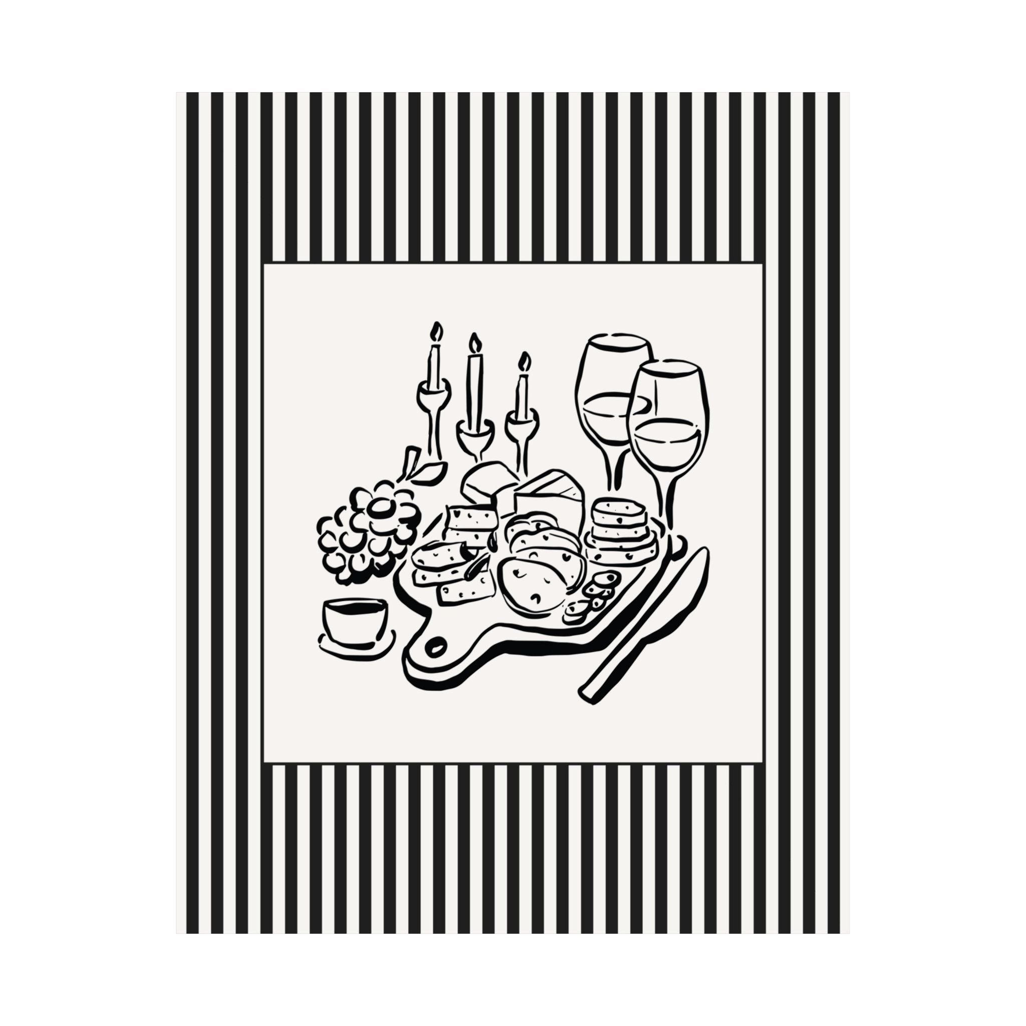 Dinner Sketch Striped Poster