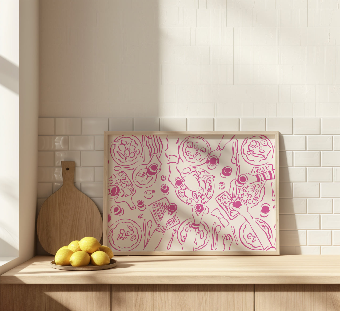 Dinner Party Horizontal Pink Poster