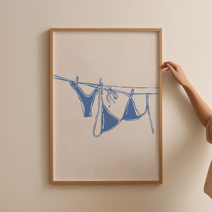 Light Blue Bikini On Clothesline Poster